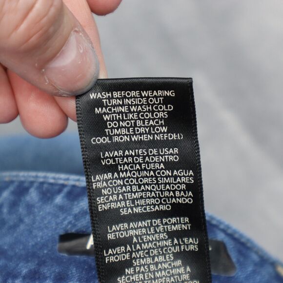 Seven 7 Premium Pants Womens 8 Blue Embroidered Mid Rise Ankle Straight Jeans - Picture 9 of 16